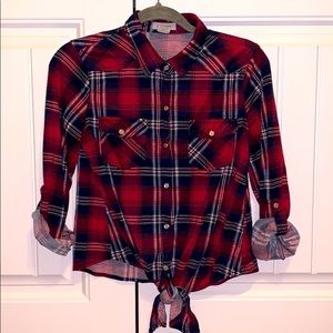 Plaid Tie Knot Shirt